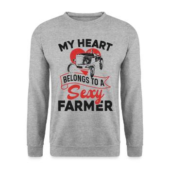 Farming Farmer Girl Wife - Unisex Pullover - Weißgrau meliert - Vorne - Alina (178cm) & Michal (187cm)