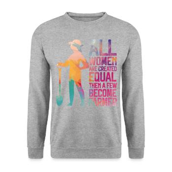 Farming Farmer Girl Female - Unisex Pullover - Weißgrau meliert - Vorne - Alina (178cm) & Michal (187cm)