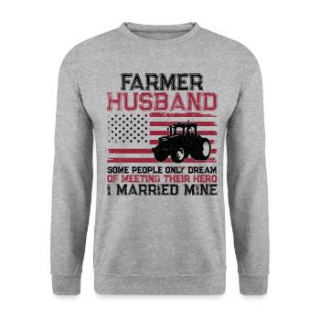 Farming Farmer Husband Tractor - Unisex Sweatshirt - salt & pepper - Front - Alina (178cm) & Michal (187cm)