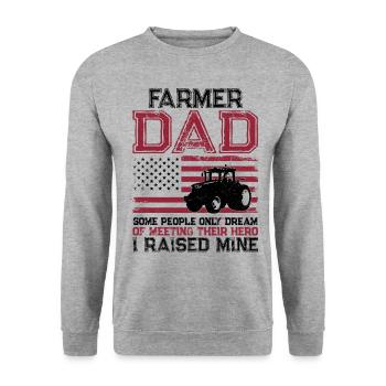 Farming Farmer Dad Father Tractor - Unisex Sweatshirt - salt & pepper - Front - Alina (178cm) & Michal (187cm)