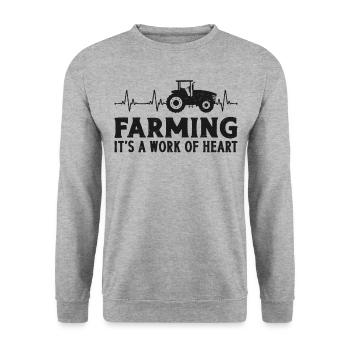 Farming Farmer Girl Heartbeat - Unisex Pullover - Weißgrau meliert - Vorne - Alina (178cm) & Michal (187cm)