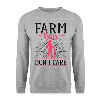 Farming Farmer Girl Female Farm - Unisex Pullover - Weißgrau meliert - Vorne - Alina (178cm) & Michal (187cm)