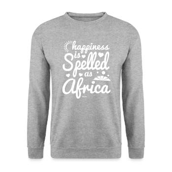 heureux et content en Afrique - Sweat-shirt Unisexe - gris chiné - Devant - Alina (178cm) & Michal (187cm)