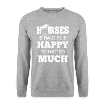 Pferde machen mich glücklich du nicht Spruch - Unisex Pullover - Weißgrau meliert - Vorne - Alina (178cm) & Michal (187cm)