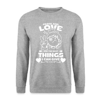 Dicton cool sur l’amour et la paix - Sweat-shirt Unisexe - gris chiné - Devant - Alina (178cm) & Michal (187cm)