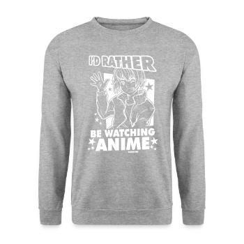 I Love Anime Japan Manga Cosplay Nerd Geschenk - Unisex Pullover - Weißgrau meliert - Vorne - Alina (178cm) & Michal (187cm)
