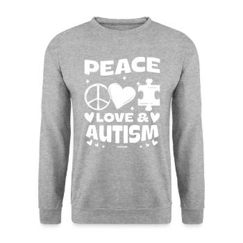 Autistic Autism Awareness Peace Love - Unisex Sweatshirt - salt & pepper - Front - Alina (178cm) & Michal (187cm)