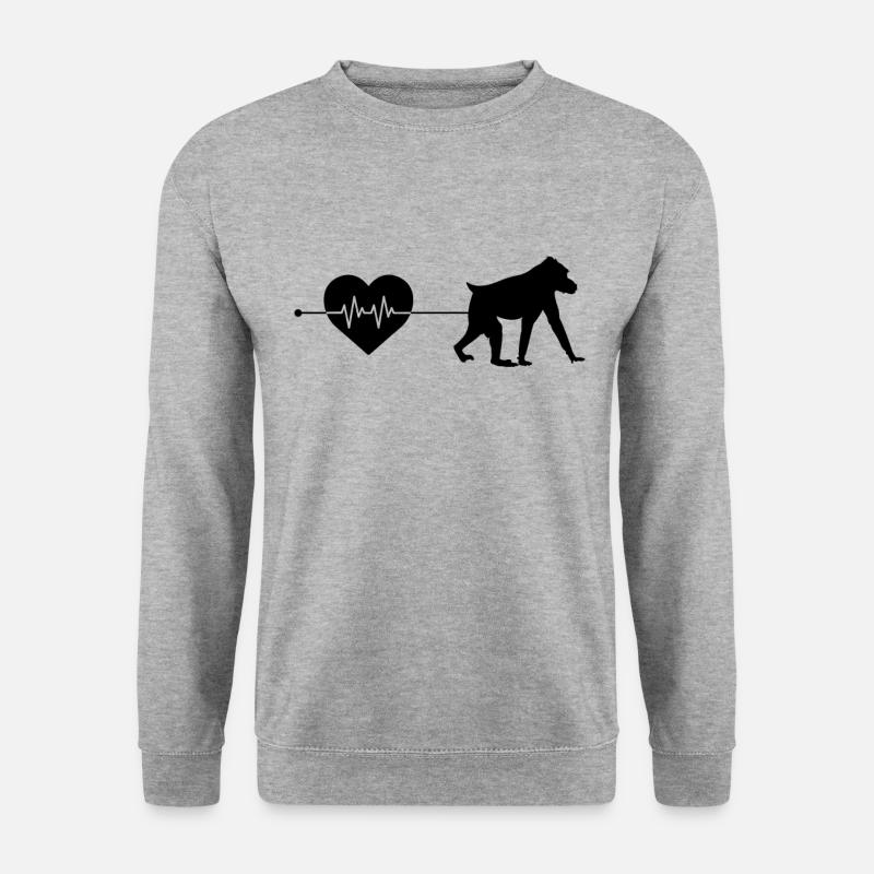Affe Herzschlag - Unisex Pullover - Weißgrau meliert