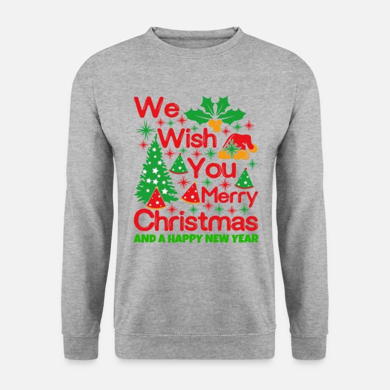 Weihnachten Weihnachten Weihnachten Weihnachten - Unisex Pullover - Weißgrau meliert