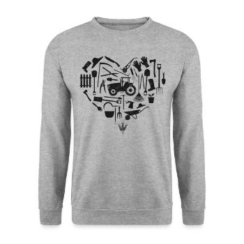 Farming Farmer Heart Tractor - Unisex Sweatshirt - salt & pepper - Front - Alina (178cm) & Michal (187cm)