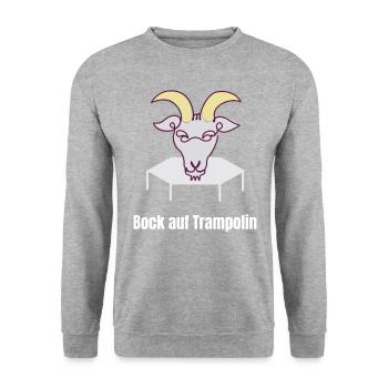 Bock Auf Trampolin - Fitness Workout Athlete Jump - Unisex Pullover - Weißgrau meliert - Vorne - Alina (178cm) & Michal (187cm)