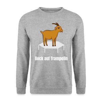 Bock Auf Trampolin - Fitness Workout Athlete Jump - Unisex Pullover - Weißgrau meliert - Vorne - Alina (178cm) & Michal (187cm)