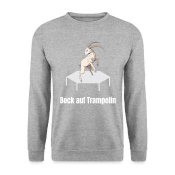 Bock Auf Trampolin - Fitness Workout Athlete Jump - Unisex Pullover - Weißgrau meliert - Vorne - Alina (178cm) & Michal (187cm)