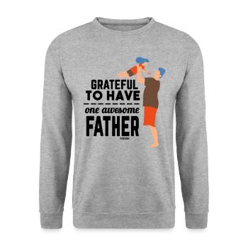 Vatertagsgeschenk für einen tollen Papa - Unisex Pullover - Weißgrau meliert - Vorne - Alina (178cm) & Michal (187cm)