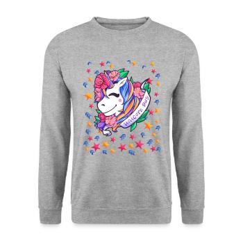 Unicorn Day for children, girls and women - Unisex Sweatshirt - salt & pepper - Front - Alina (178cm) & Michal (187cm)
