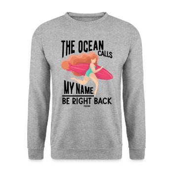 Ozean Surfen Mädchen Frau SUP - Unisex Pullover - Weißgrau meliert - Vorne - Alina (178cm) & Michal (187cm)