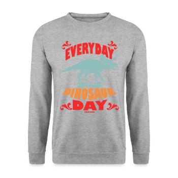 Everyday Is Dinosaur Day - Unisex Pullover - Weißgrau meliert - Vorne - Alina (178cm) & Michal (187cm)
