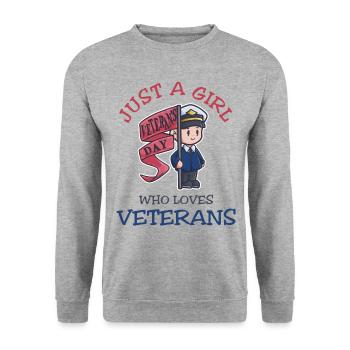 Juste une fille qui aime la Journée des anciens combattants - Sweat-shirt Unisexe - gris chiné - Devant - Alina (178cm) & Michal (187cm)