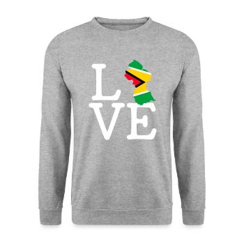 guyana love, guyana - Unisex Pullover - Weißgrau meliert - Vorne - Alina (178cm) & Michal (187cm)