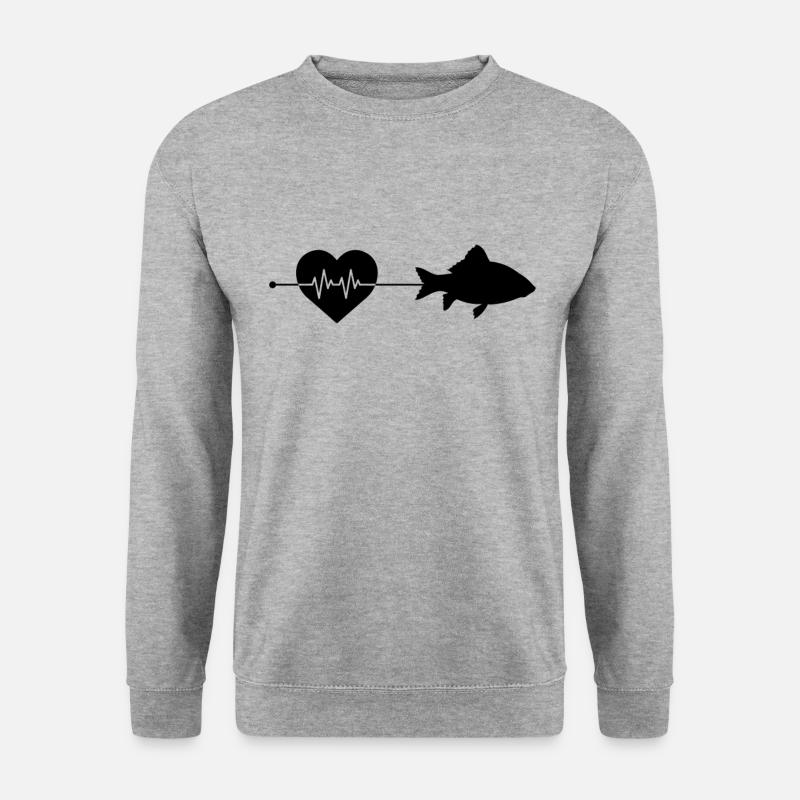 Fisch Herzschlag - Unisex Pullover - Weißgrau meliert