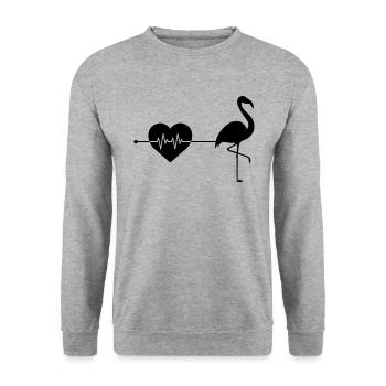 Flamingo heartbeat - Unisex Sweatshirt - salt & pepper - Front - Alina (178cm) & Michal (187cm)