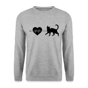 Battement de cœur de chat - Sweat-shirt Unisexe - gris chiné - Devant - Alina (178cm) & Michal (187cm)