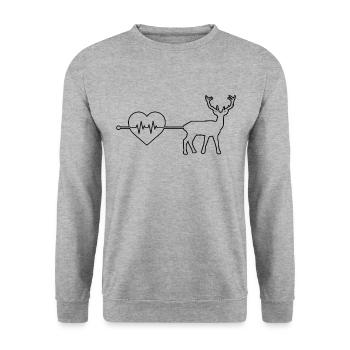 Battement de cœur de cerf - Sweat-shirt Unisexe - gris chiné - Devant - Alina (178cm) & Michal (187cm)