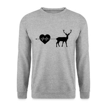 Battement de cœur de cerf - Sweat-shirt Unisexe - gris chiné - Devant - Alina (178cm) & Michal (187cm)