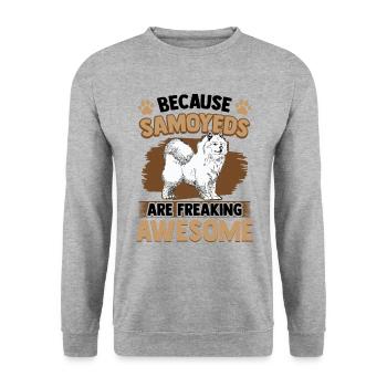 Samojede sind fantastisch Samojedenspitz - Unisex Pullover - Weißgrau meliert - Vorne - Alina (178cm) & Michal (187cm)