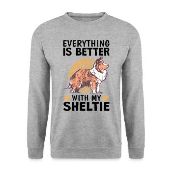 Everything is better with a Shetland Sheepdog - Unisex Sweatshirt - salt & pepper - Front - Alina (178cm) & Michal (187cm)