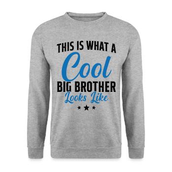 Grand Frère Cadeau Humour - Sweat-shirt Unisexe - gris chiné - Devant - Alina (178cm) & Michal (187cm)