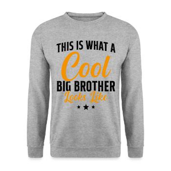Grand Frère Cadeau Humour - Sweat-shirt Unisexe - gris chiné - Devant - Alina (178cm) & Michal (187cm)