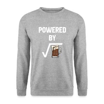 Powered by root beer, root beer - Unisex Pullover - Weißgrau meliert - Vorne - Alina (178cm) & Michal (187cm)