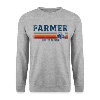 Farming Farmer Retro Vintage - Unisex Pullover - Weißgrau meliert - Vorne - Alina (178cm) & Michal (187cm)