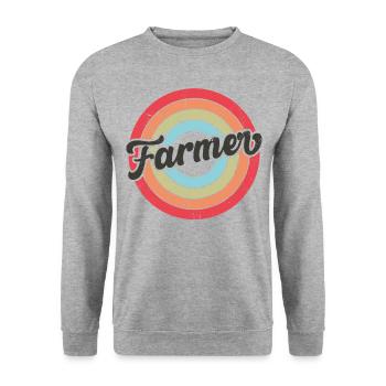 Farming Farmer Retro Vintage - Unisex Pullover - Weißgrau meliert - Vorne - Alina (178cm) & Michal (187cm)