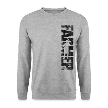 Farming Farmer Vintage Farmer - Unisex Pullover - Weißgrau meliert - Vorne - Alina (178cm) & Michal (187cm)