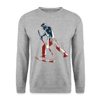 Farming Farmer American Flag Us - Unisex Sweatshirt - salt & pepper - Front - Alina (178cm) & Michal (187cm)