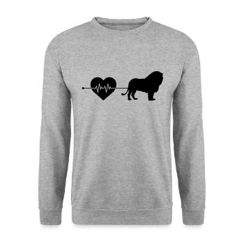 Löwe Herzschlag - Unisex Pullover - Weißgrau meliert - Vorne - Alina (178cm) & Michal (187cm)
