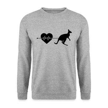 Battements de cœur kangourou - Sweat-shirt Unisexe - gris chiné - Devant - Alina (178cm) & Michal (187cm)