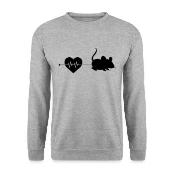 Maus Herzschlag - Unisex Pullover - Weißgrau meliert - Vorne - Alina (178cm) & Michal (187cm)