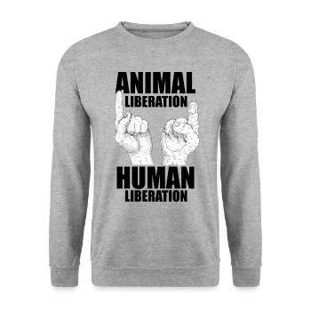 Animal Liberation Human Liberation Animal Lover Zo - Unisex Pullover - Weißgrau meliert - Vorne - Alina (178cm) & Michal (187cm)