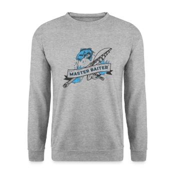 Master Baiter Rod Fisherman Fishing Fishing - Unisex Sweatshirt - salt & pepper - Front - Alina (178cm) & Michal (187cm)