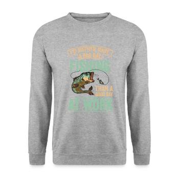 Ich Würde Lieber Angelrute Fisher Fish Fisherman - Unisex Pullover - Weißgrau meliert - Vorne - Alina (178cm) & Michal (187cm)