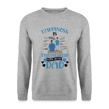 Happiness is fishing trip Fisher Fish Fisherman - Unisex Sweatshirt - salt & pepper - Front - Alina (178cm) & Michal (187cm)