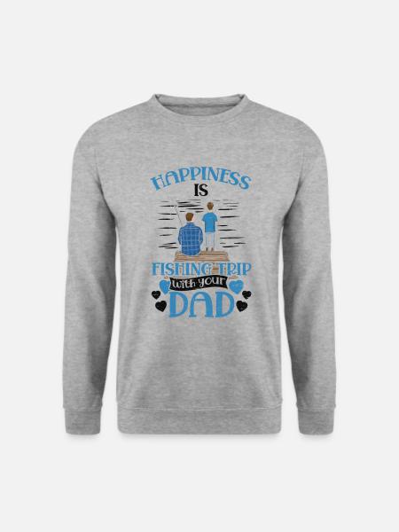 Glück Ist Angelausflug Fisher Fish Fisherman - Unisex Pullover - Weißgrau meliert