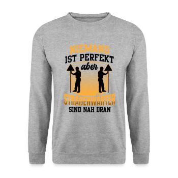 Straßenwärter sind perfekt Straßenwart - Unisex Pullover - Weißgrau meliert - Vorne - Alina (178cm) & Michal (187cm)