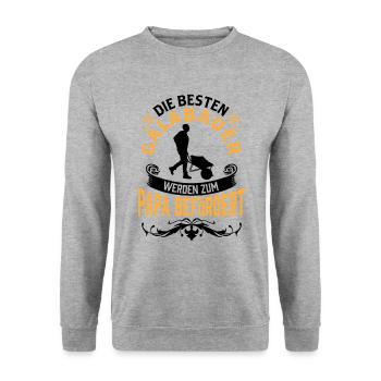 Galabauer wird Papa Gartenbau Galabau - Unisex Pullover - Weißgrau meliert - Vorne - Alina (178cm) & Michal (187cm)