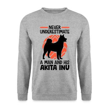 Femme avec Akita Inu Spitz japonais - Sweat-shirt Unisexe - gris chiné - Devant - Alina (178cm) & Michal (187cm)