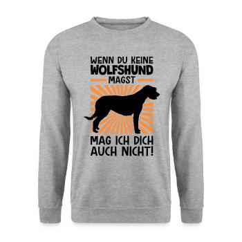 Irischer Wolfshund nicht mögen Irish Wolfhound - Unisex Pullover - Weißgrau meliert - Vorne - Alina (178cm) & Michal (187cm)