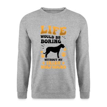 Irish Wolfhound Boring Ireland Greyhound - Sweat-shirt Unisexe - gris chiné - Devant - Alina (178cm) & Michal (187cm)
